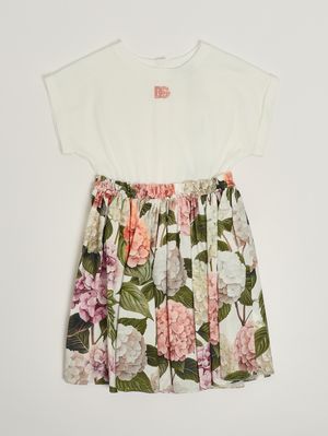 1. Vestido de niña de algodón Blanco-Rosa
