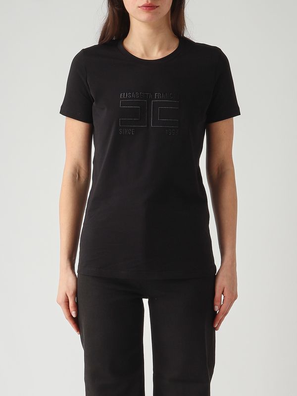 1. Damen-T-Shirt aus Baumwolle Schwarz Elisabetta Franchi ma71g61e2