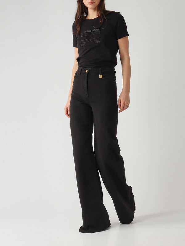 2. Damen-T-Shirt aus Baumwolle Schwarz Elisabetta Franchi ma71g61e2