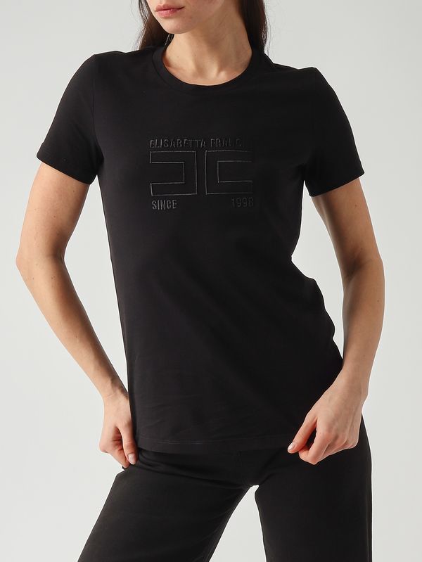 5. Damen-T-Shirt aus Baumwolle Schwarz Elisabetta Franchi ma71g61e2