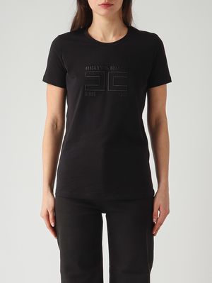 1. Damen-T-Shirt aus Baumwolle Schwarz