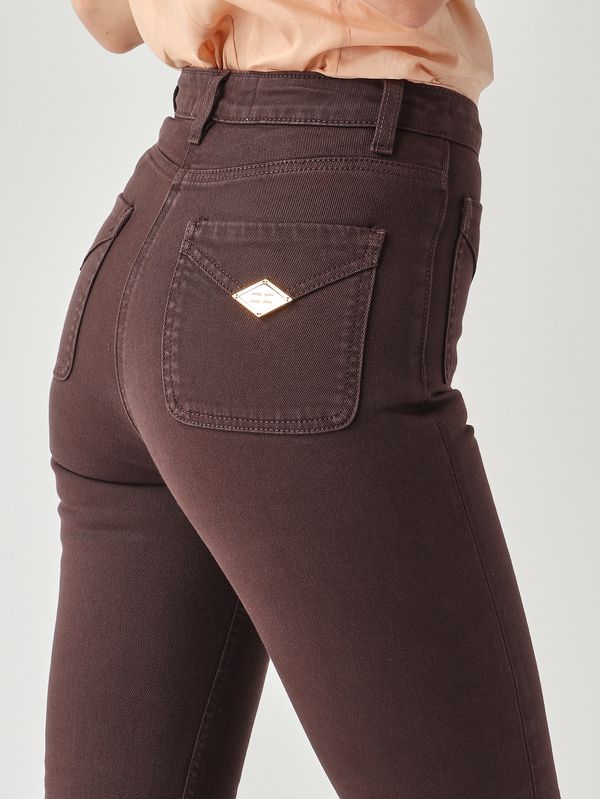 5. Vaqueros para mujer de algodón elástico Cacao Elisabetta Franchi pj22n61e2