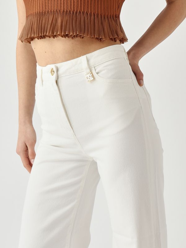 5. Jeans donna in cotone stretch Avorio Elisabetta Franchi pj23n61e2