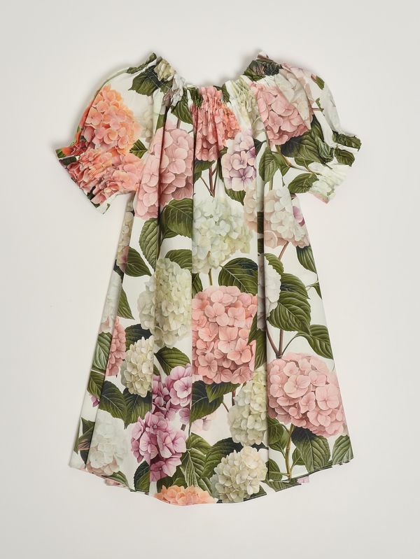 2. Vestido de niña de algodón Blanco-Rosa Dolce e Gabbana l54dr0hs5t6