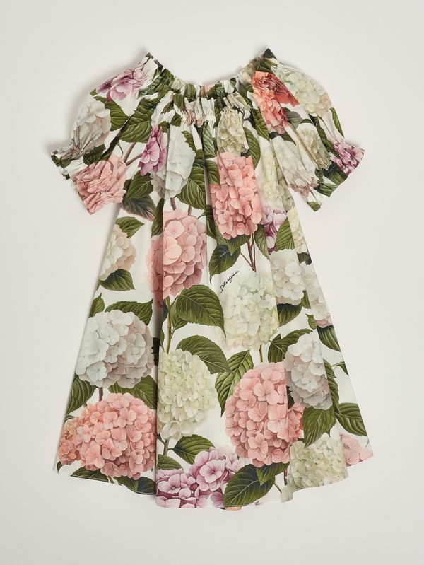 1. Vestido de niña de algodón Blanco-Rosa Dolce e Gabbana l54dr0hs5t6