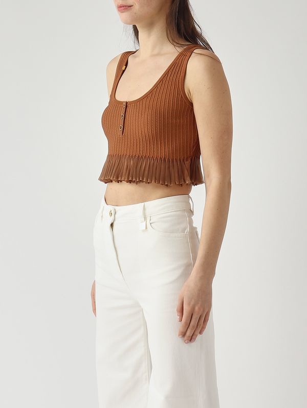 3. Top donna in maglia Cuoio Elisabetta Franchi tk74b61e2