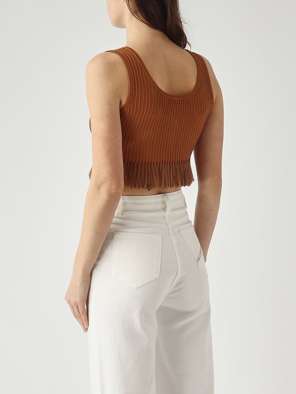 4. Top donna in maglia Cuoio Elisabetta Franchi tk74b61e2