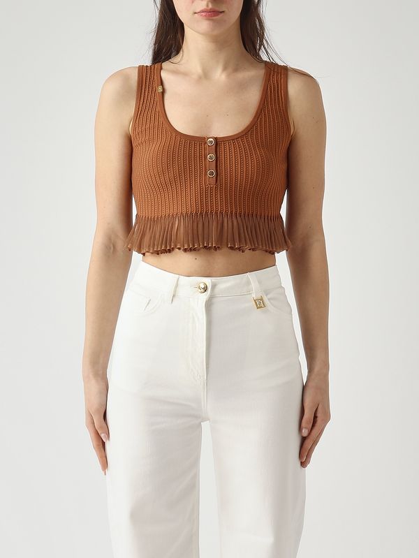 1. Top donna in maglia Cuoio Elisabetta Franchi tk74b61e2