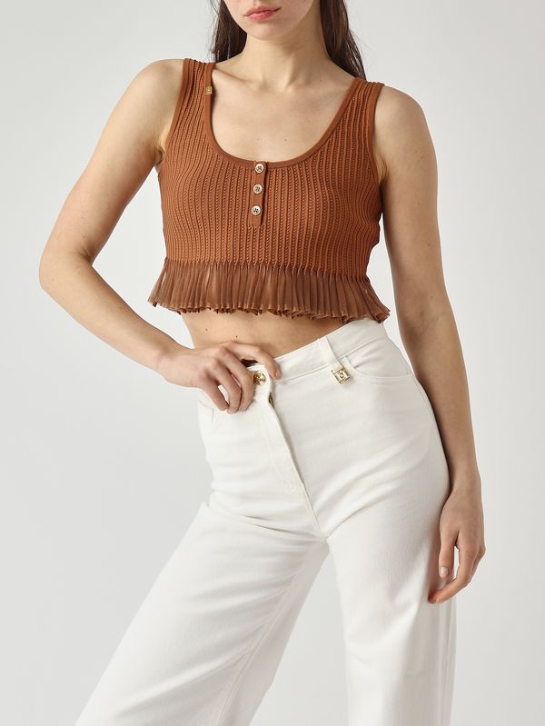 5. Top donna in maglia Cuoio Elisabetta Franchi tk74b61e2
