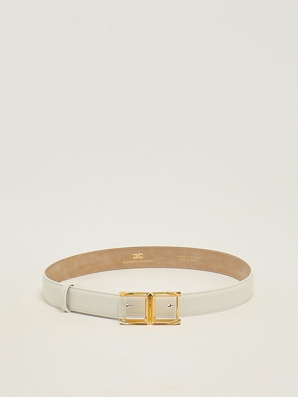 1. Cinturón de mujer de piel Marfil Elisabetta Franchi ct88s62e2