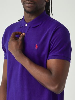 4. Herren-Poloshirt Custom Slim Fit aus Baumwoll-Piqué Royalblau
