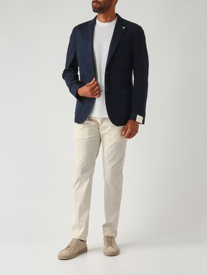 2. Blazer para hombre de algodón con textura Azul marino