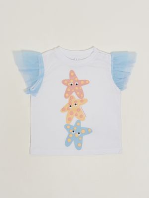 1. Neugeborenen-T-Shirt aus Baumwolle Weiß