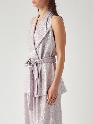 3. Gilet femme New Arizona en tissu à paillettes Lilas