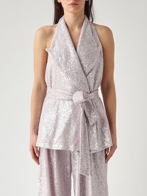 1. Gilet femme New Arizona en tissu à paillettes Lilas