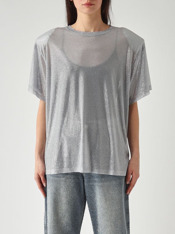 1. Camiseta de mujer Mendes en malla de cristal Plata Twentyfourhaitch a0071