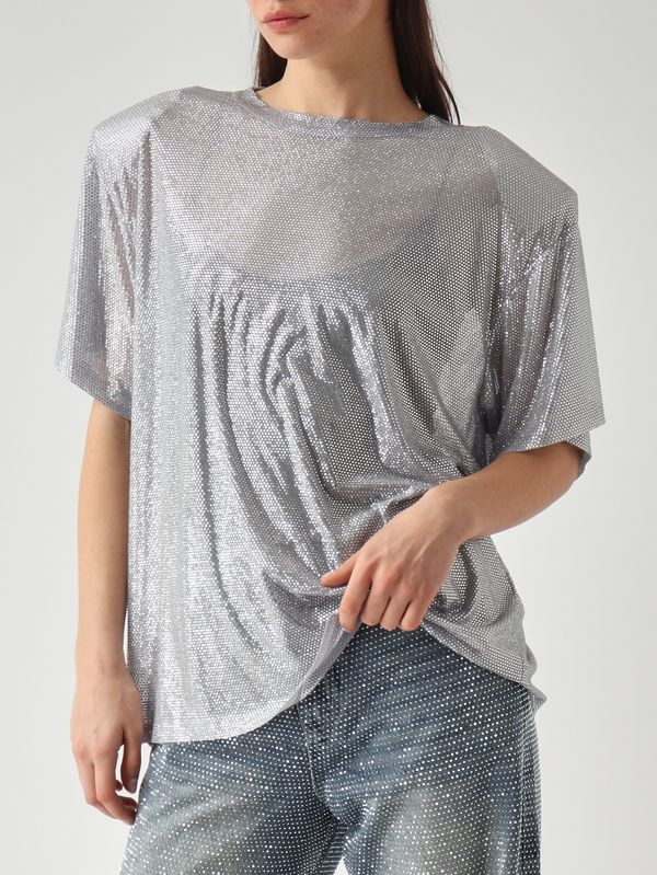 5. Camiseta de mujer Mendes en malla de cristal Plata Twentyfourhaitch a0071