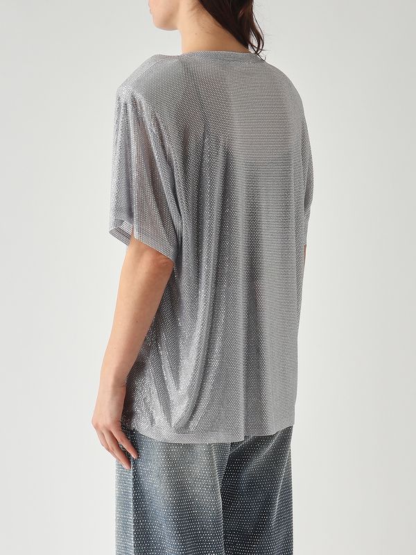 4. Camiseta de mujer Mendes en malla de cristal Plata Twentyfourhaitch a0071