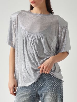 5. Camiseta de mujer Mendes en malla de cristal Plata