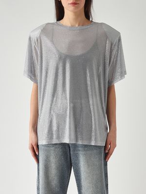 1. Camiseta de mujer Mendes en malla de cristal Plata