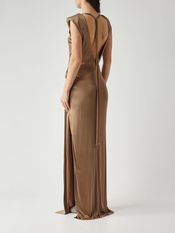 4. Abito donna in jersey di viscosa lucida Argilla Elisabetta Franchi abr2461e2