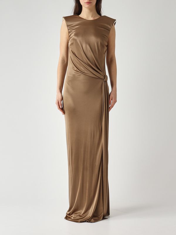Elisabetta Franchi Women's dress in shiny viscose jersey - Clay |  Caposerio.com