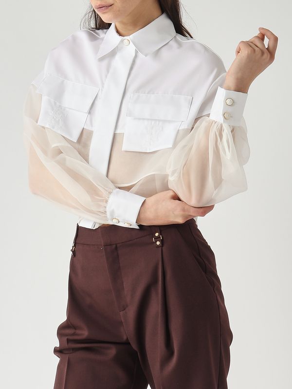 Elisabetta Franchi Women's cotton shirt - Ivory | Caposerio.com