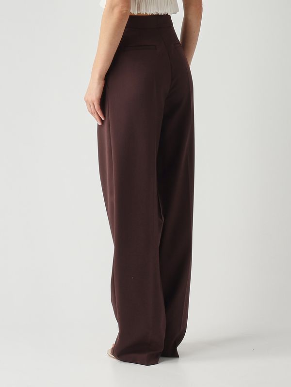 4. Pantalon femme en mélange de laine vierge Cacao Elisabetta Franchi pa15761e2