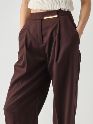 5. Pantalon femme en mélange de laine vierge Cacao