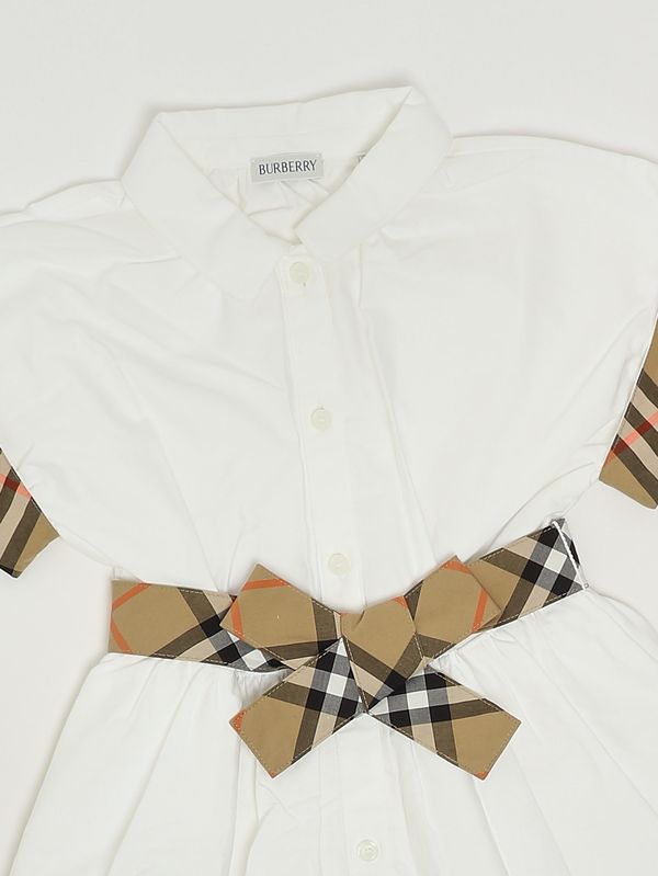 3. Abito bambina Juliet in cotone Bianco-Check Beige Burberry 8117162