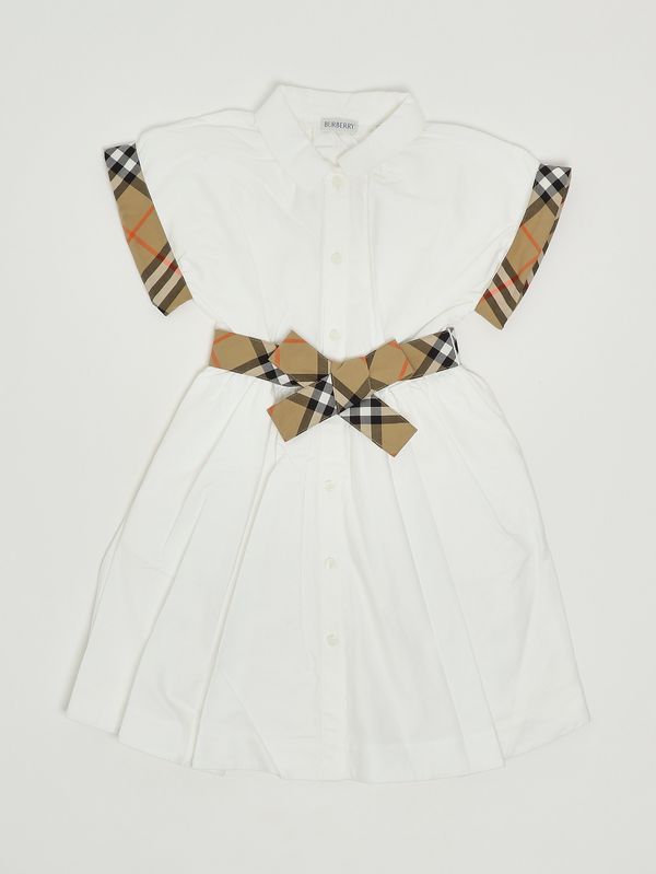 1. Abito bambina Juliet in cotone Bianco-Check Beige Burberry 8117162