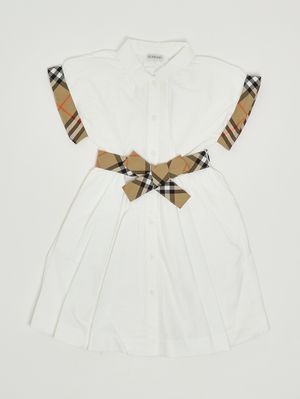 1. Abito bambina Juliet in cotone Bianco-Check Beige