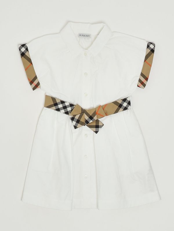 1. Abito bambina Juliet in cotone Bianco-Check Beige Burberry 8121228