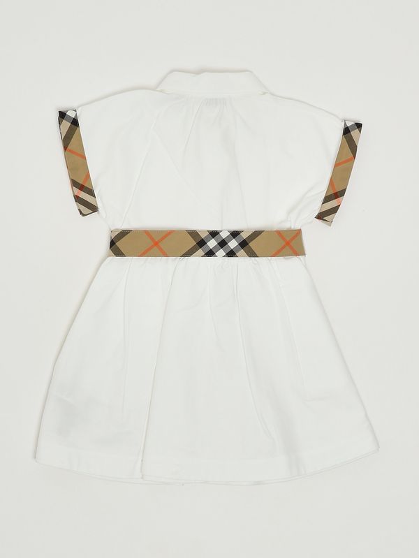 2. Abito bambina Juliet in cotone Bianco-Check Beige Burberry 8121228
