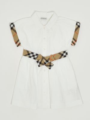 1. Abito bambina Juliet in cotone Bianco-Check Beige
