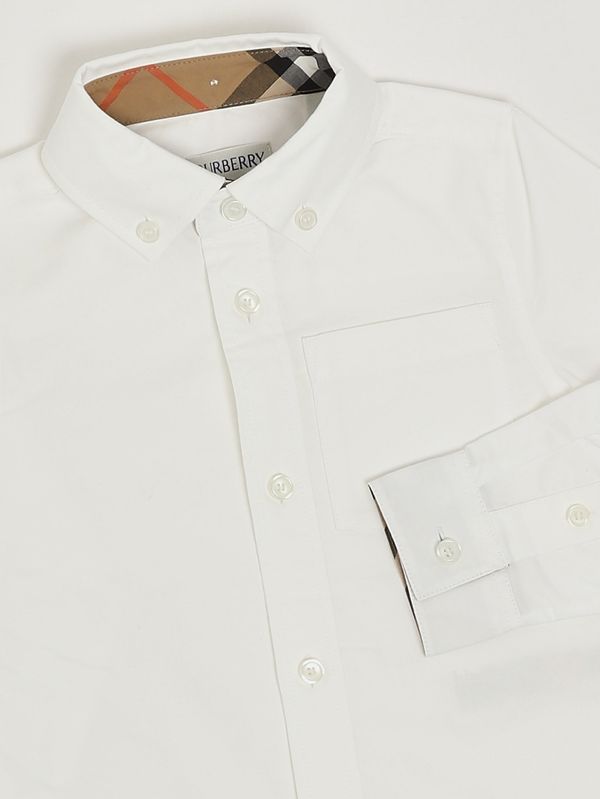 3. Camicia bambino Owen in cotone Bianco-Check Beige Burberry 8117168