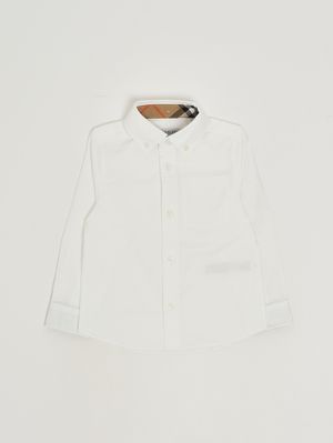 1. Camicia bambino Owen in cotone Bianco-Check Beige