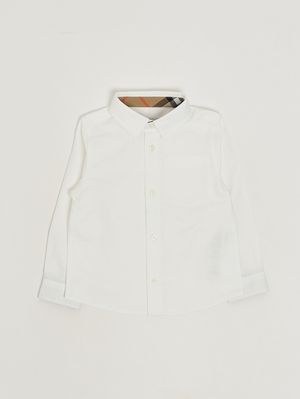 1. Camicia bambino Owen in cotone Bianco-Check Beige