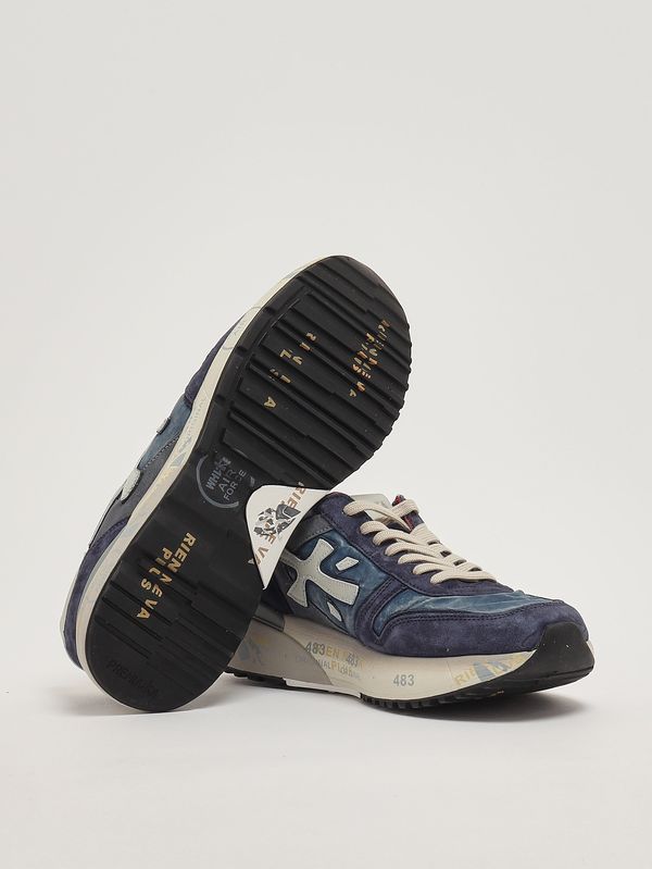 4. Herren-Sneaker Mick 8006 aus Leder und technischem Gewebe Jeansblau Premiata mik08006