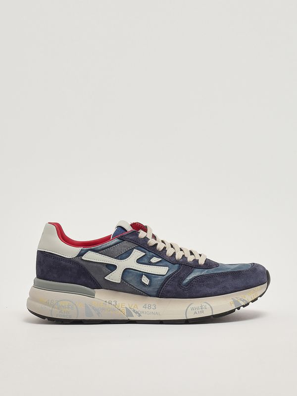 1. Herren-Sneaker Mick 8006 aus Leder und technischem Gewebe Jeansblau Premiata mik08006