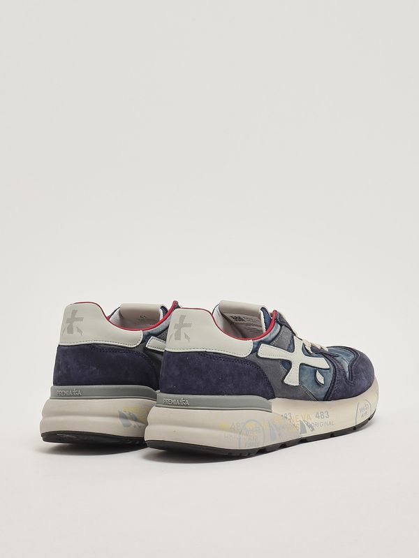 3. Herren-Sneaker Mick 8006 aus Leder und technischem Gewebe Jeansblau Premiata mik08006