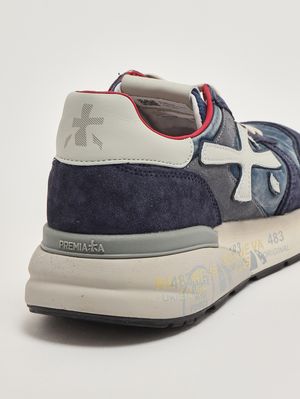 5. Herren-Sneaker Mick 8006 aus Leder und technischem Gewebe Jeansblau