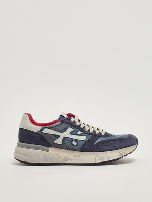 1. Herren-Sneaker Mick 8006 aus Leder und technischem Gewebe Jeansblau