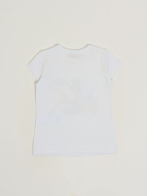2. Camiseta de niña de algodón elástico. Blanco