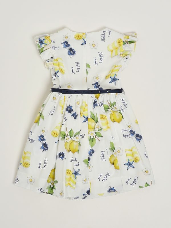 2. Mädchenkleid aus Baumwolle Weiß-Gelb Monnalisa 11g9207624