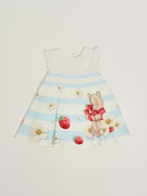 1. Robe pour bébé en mousseline de coton stretch Blanc-Ciel