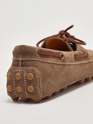 5. Mocassino uomo Gommino Bubble in pelle scamosciata Cammello