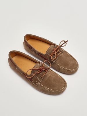 2. Mocassino uomo Gommino Bubble in pelle scamosciata Cammello