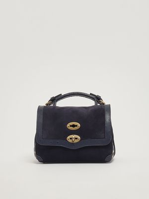 1. Bolso de mujer Postina baby de piel y zashmere Azul Sideral