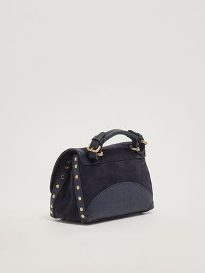 2. Bolso de mujer Postina baby de piel y zashmere Azul Sideral